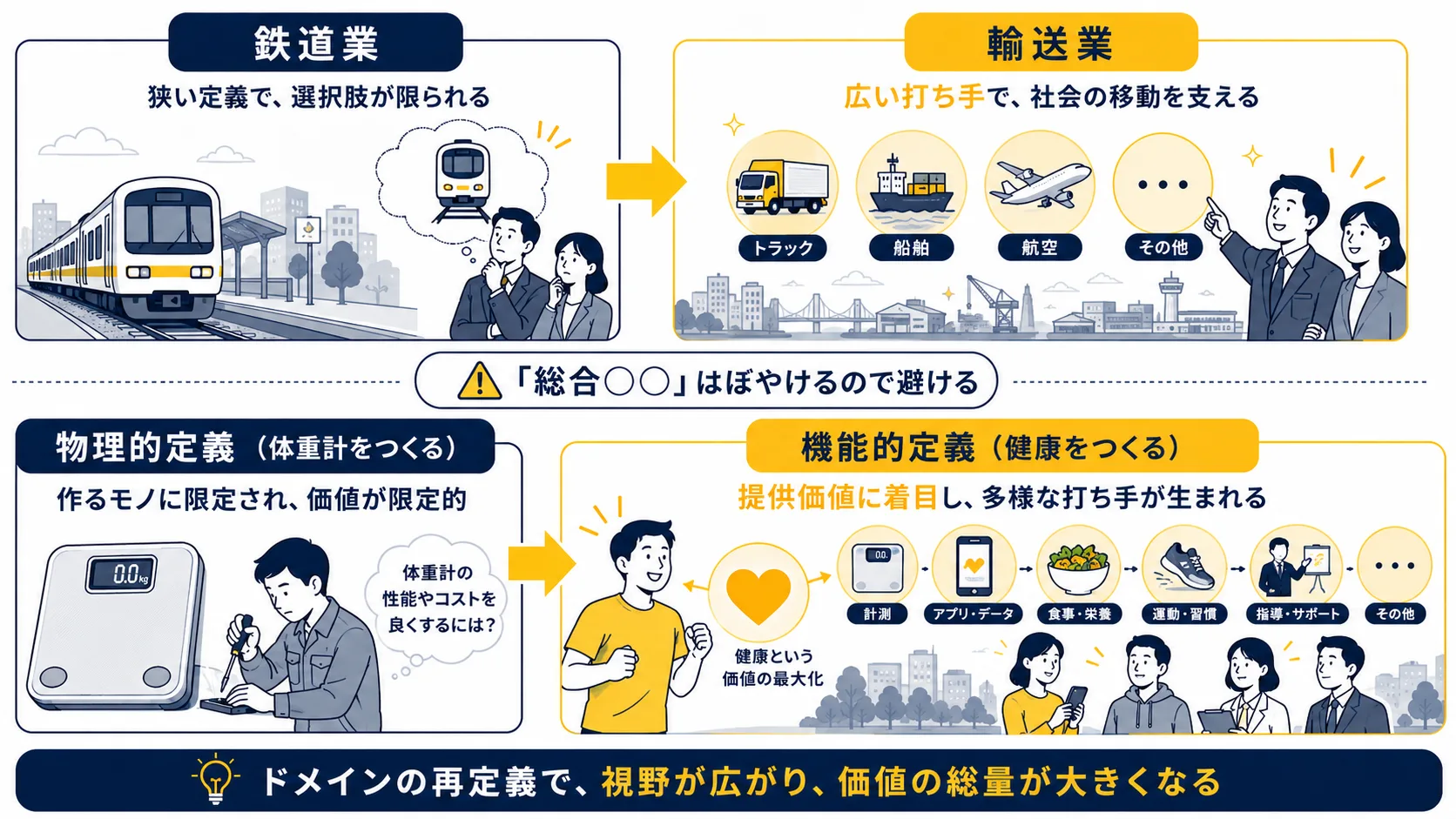 図5:ドメインの再定義|鉄道業から輸送業へ(物理的定義から機能的定義へ)
